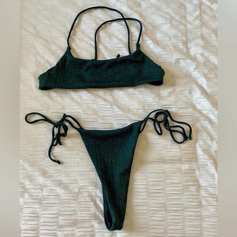 Skatie Teal Bikini Set with Gold Specks